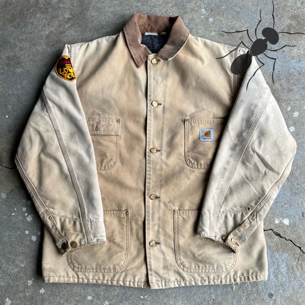 Vintage Carhartt brown faded chore work coat jacket