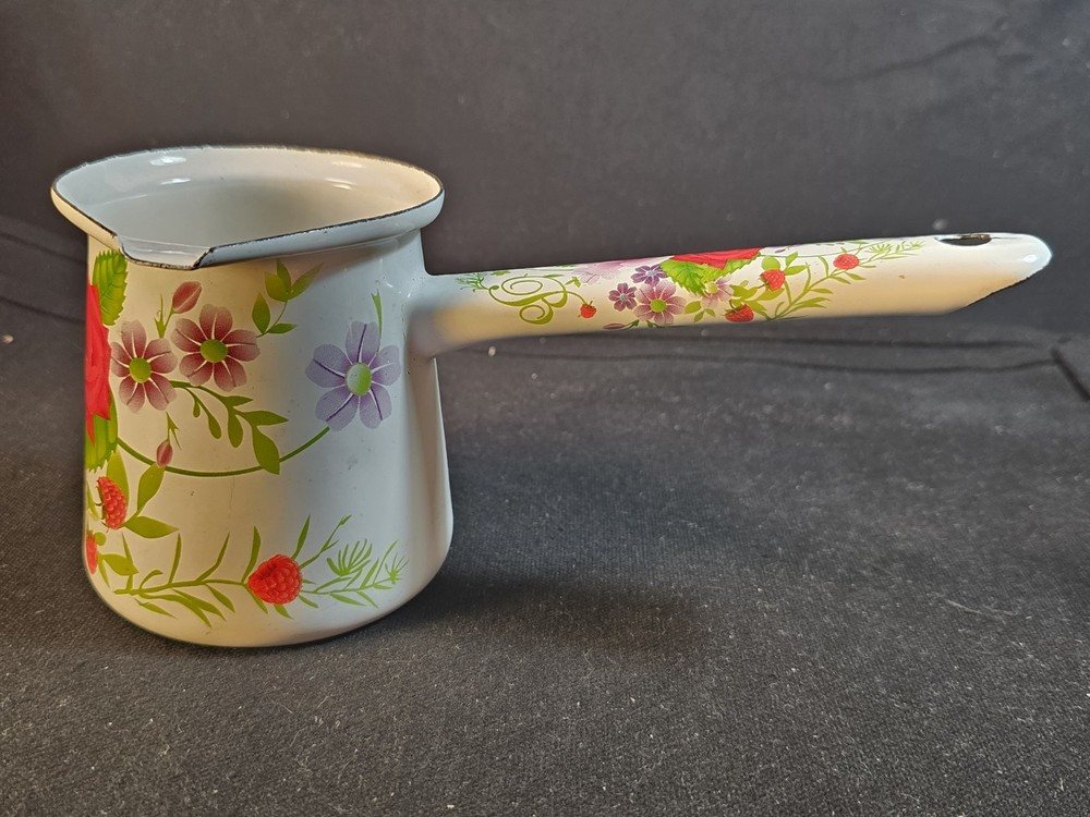 Alpine Cuisine Floral Enamel Coffee Pot Ladle Sauce Pan 8