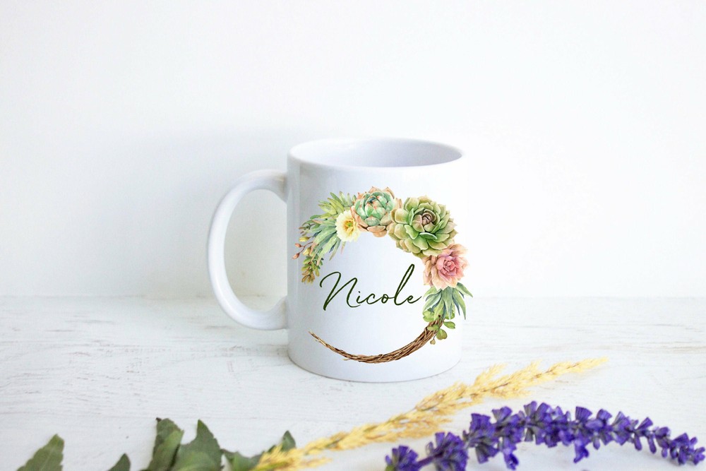 Personalized Name Initial On Mug Custom Name Coffee Mug Bridesmaid Gift Initial