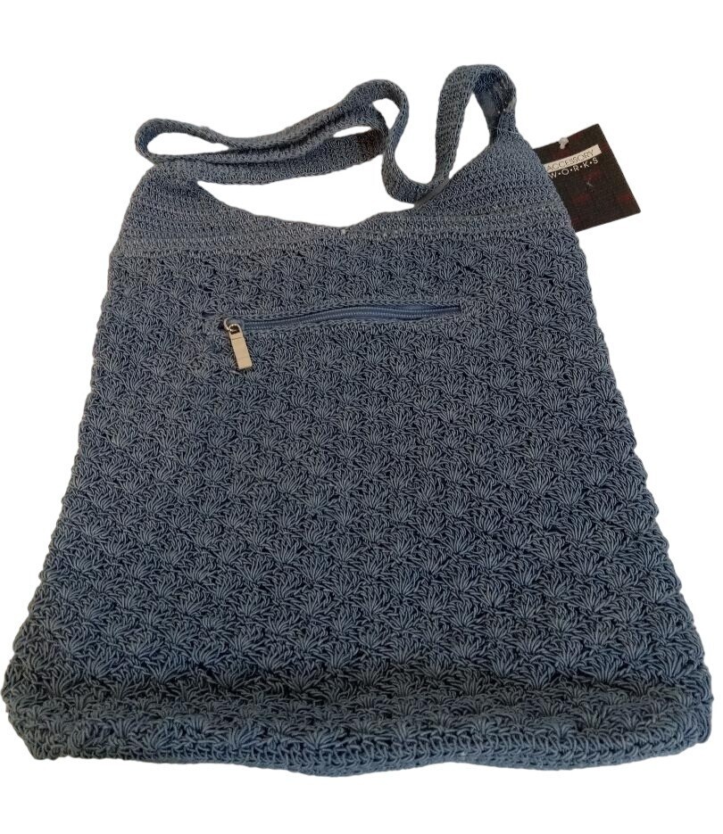 Blue Crossbody Handbag with Zipper & Strap – 12x12x3 Tote for Women