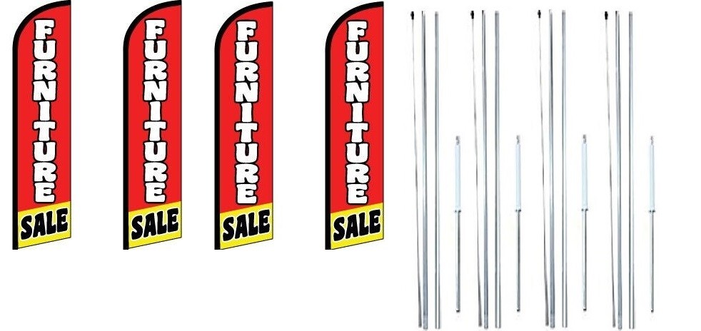 Furniture Sale Windless Flag With Complete Hybrid Pole set- 4 pack