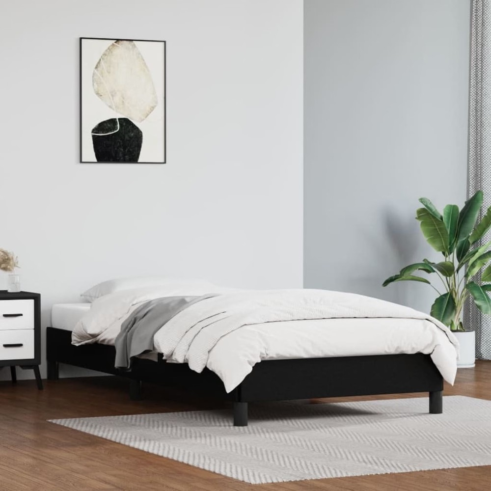 Bed Frame Black Faux leather, plywood, engineered wood Twin