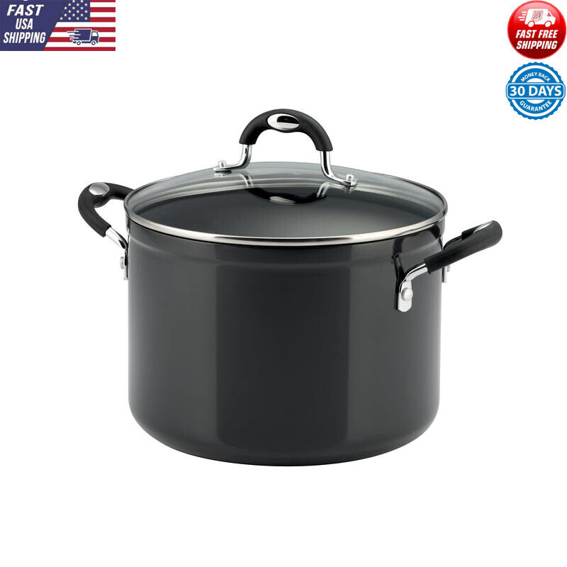 8 Quart Nonstick Stock Pot with Tempered Glass Lid Heavy Duty Aluminum Cookware