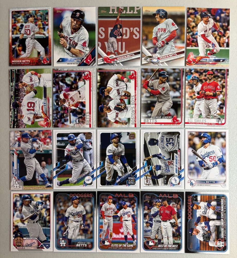 Betts, Mookie instant collection run 20 different card Topps lot 2015 - 2024