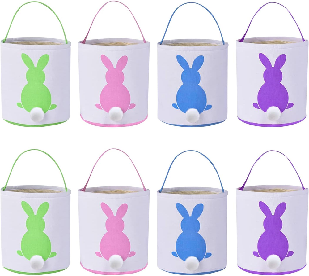 8 Pack Easter Bunny Bags Rabbit Ear Easter Baskets Easter Egg Hunt Basket for Ki