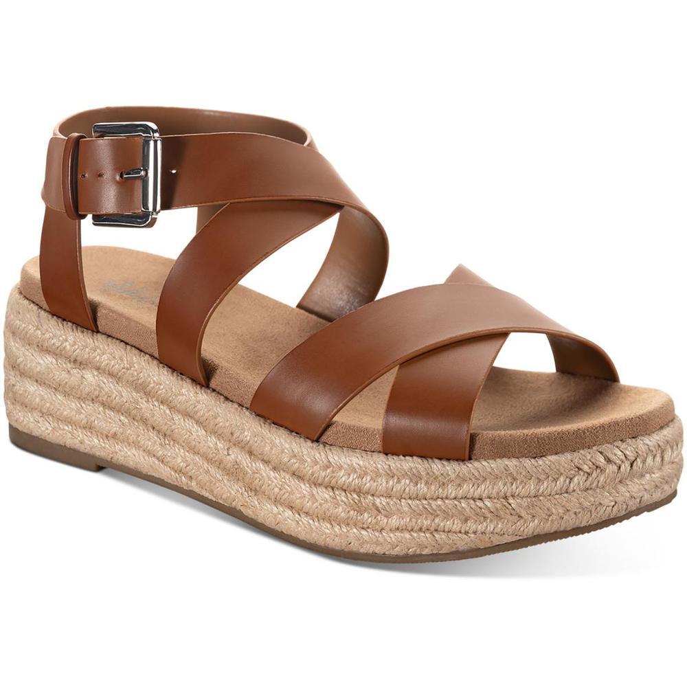 Style & Co Women Cognac Vegan Leather Emalinee Slingback Wedge Sandals Size 9M