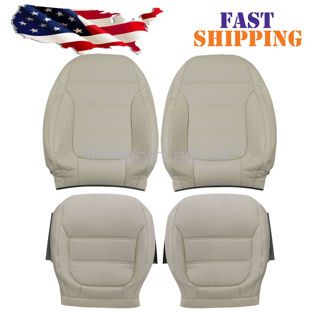 2011-2017 Volkswagen Jetta Front Bottom Top Leather PERF Seat Cover Tan  