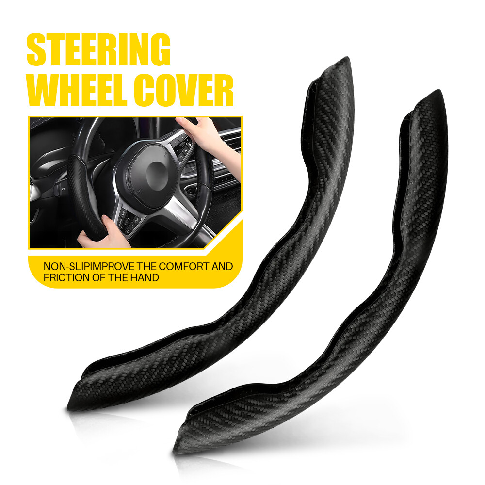 For Mercedes-Benz Carbon Fiber Car Steering Wheel Booster Cover Accessories 2PC