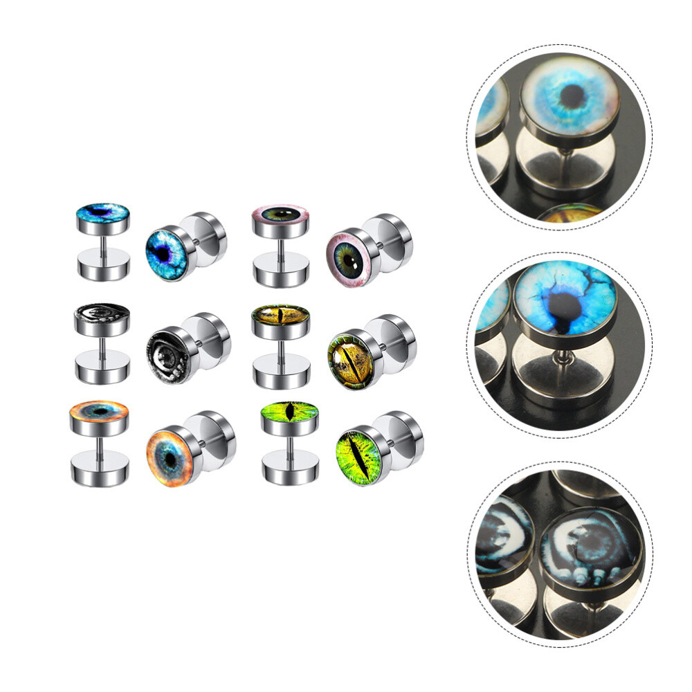 6 Pairs Gauge Ring Barbell Men Earrings Decorative Studs Shaped Man