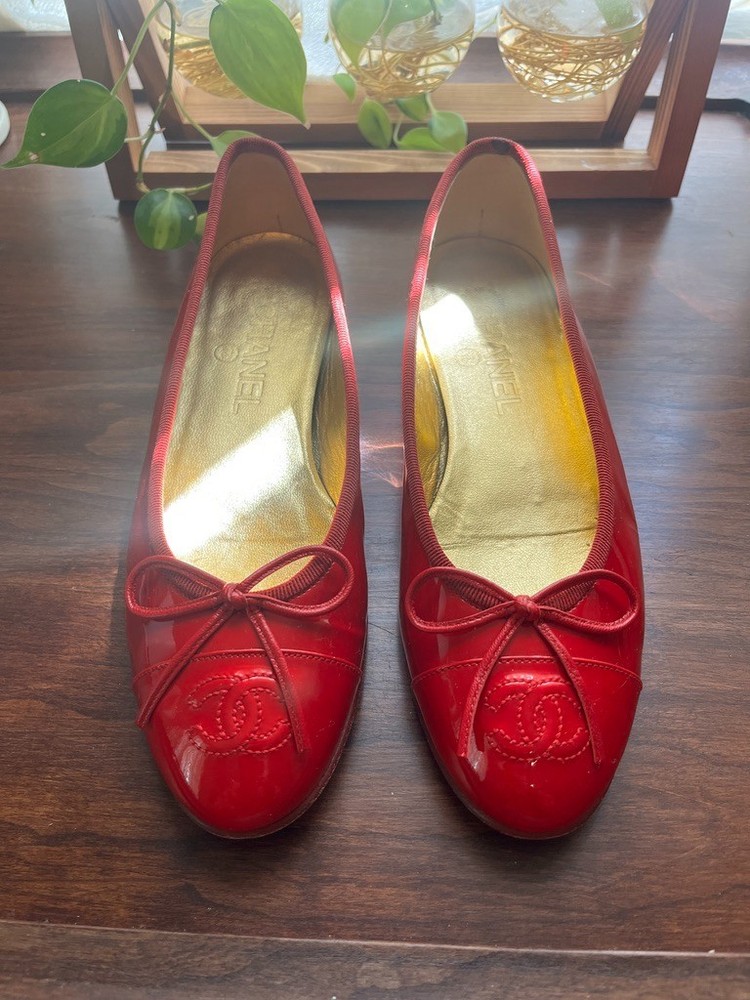 Chanel ballet flats patent red size 36