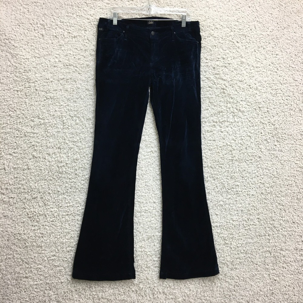 Citizen of Humanity Women’s Blue Velour Flare Jeans Mid Rise Stretch Modern Fit Size 32
