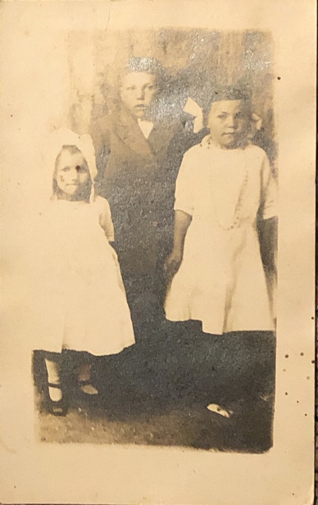 Children Siblings Real Photo RPPC Postcard Sisters Big Brother Antique VTG 1900s