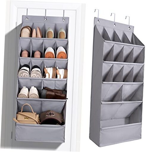 Over-the-Door-Shoe-Organizers, Hanging Shoe Organizers 1 Pack GREY-(18+ Pairs)