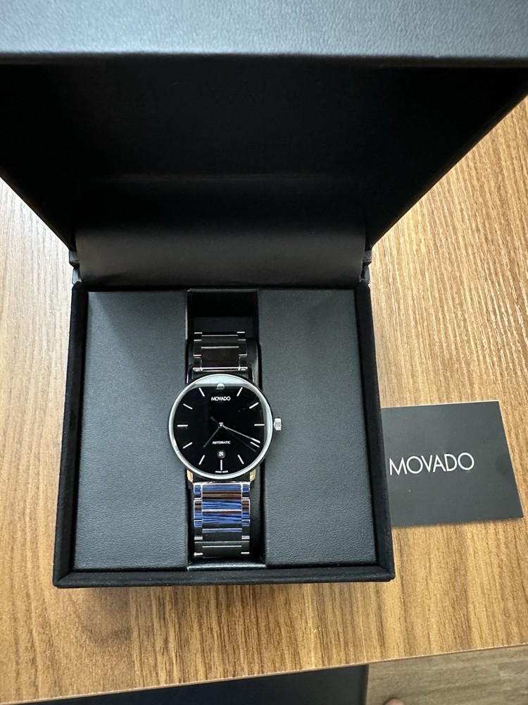 Movado men's automatic watch with sleek minimalist design
