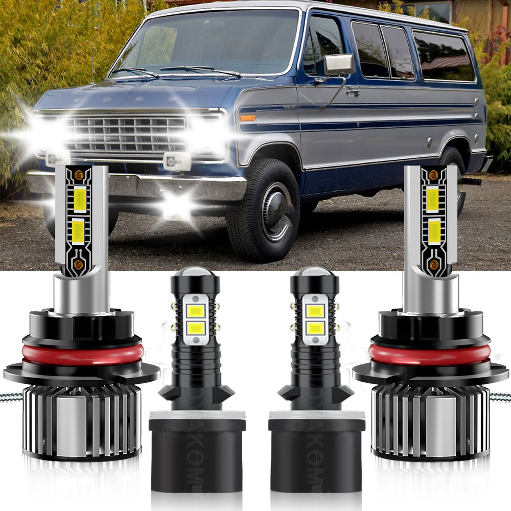 LED Headlight Hi/Low + Fog Light Bulbs Super bright For Ford E-150 2003-2007