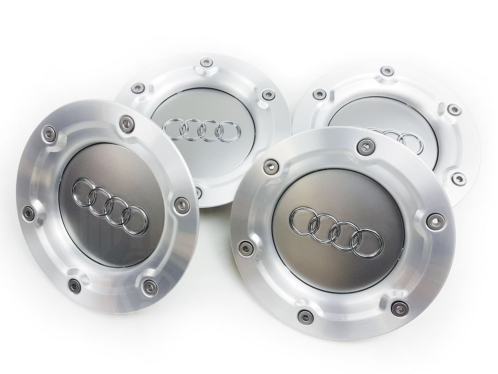 4pcs 146mm Audi Gray Wheel Center Caps Hubcaps Rim Caps Emblems Badge 8N0601165A