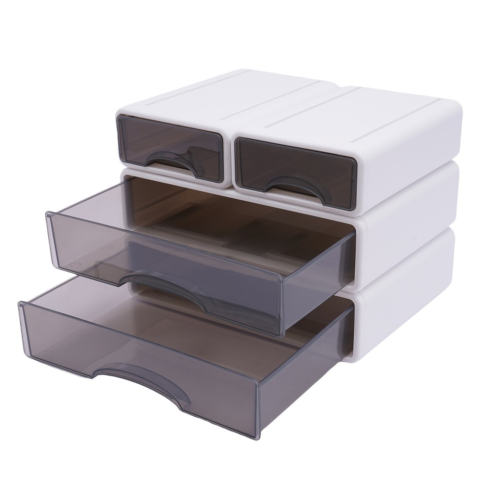 4Drawer Stackable Storage Box Desktop Organizer Container Office Bedroom Storage