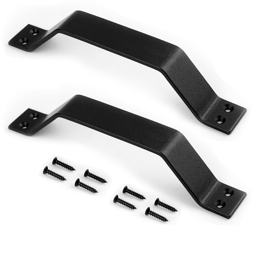 S&Z TOPHAND 9-Inch Black Sliding Barn Door Handle Set with Door Pull