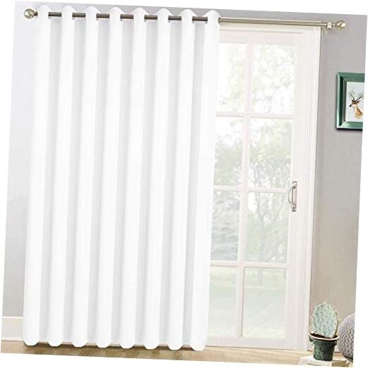 Extra Wide Blackout Curtain for Sliding Glass Door, W100 x L96 Pure White