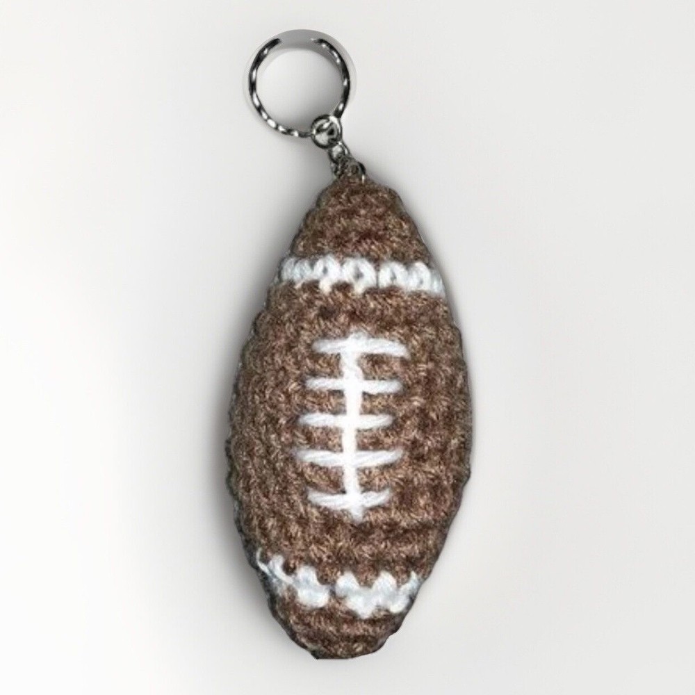 New Handmade Amigurumi Football Crochet Keychain Bag Purse Charm Sports Gift