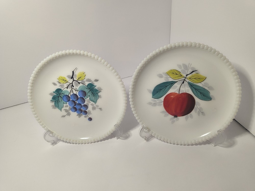 2 Westmoreland Beaded  Milk glass Plates