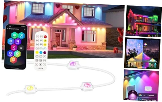 50FT Smart RGBW Permanent Outdoor Lights with 63 Scene Modes for Christmas and Year-Round Decor