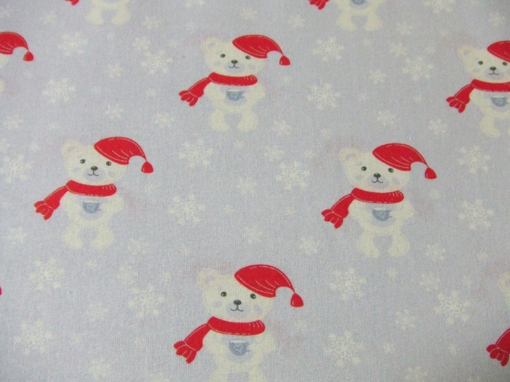 Cute Bears on Pale Lavender~Snowflakes Cocoa Christmas Cotton Quilt Fabric~BTY