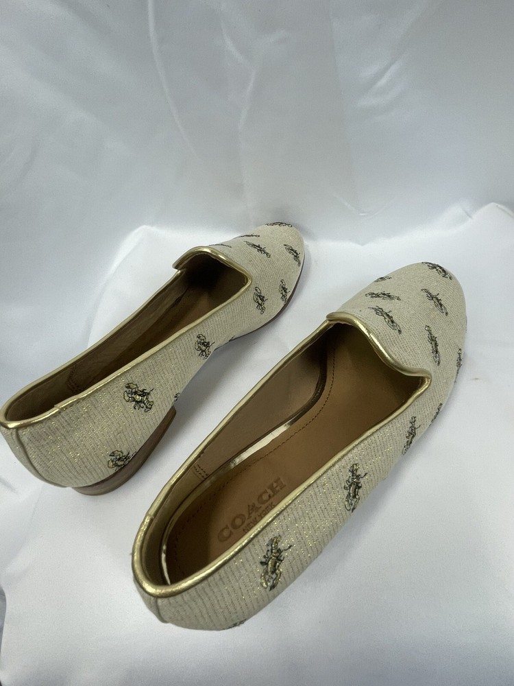 COACH Utopia Metallic Thread Women Shoes Size 7.5 Natural Gold Clearance Sale-image