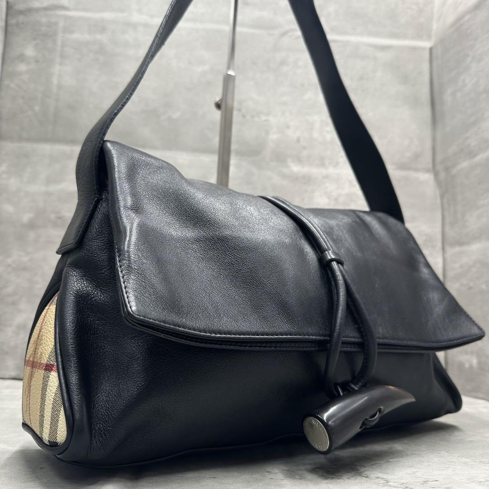 Rare Design Burberry Shoulder Bag Toggle Nova Check Horse Logo