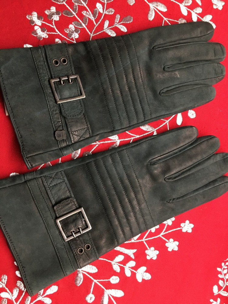 Men's DIESEL  Leather  Gicario Winter Gloves Size 1 Black