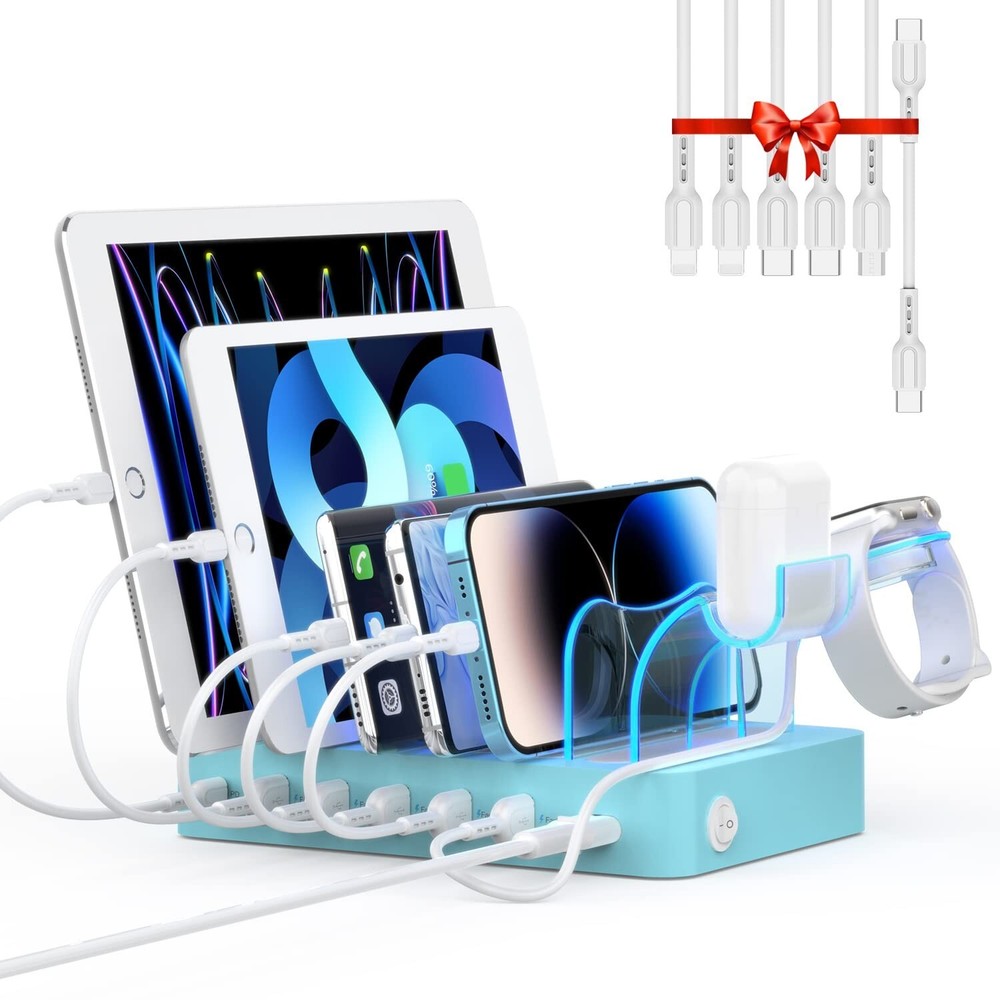 SooPii 60W 6-Port PD Fast Charging Station with 20W USB C for Multiple Devices