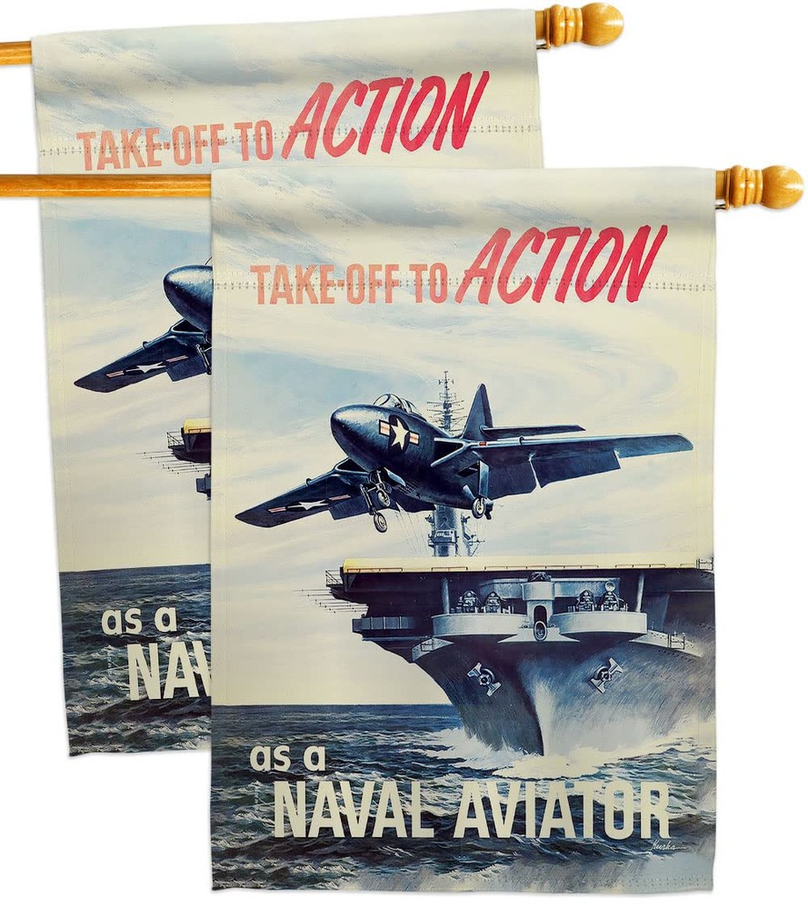 Take Off to Action House Flag 2 pcs Pack Armed Forces Navy USN Seabee United ...