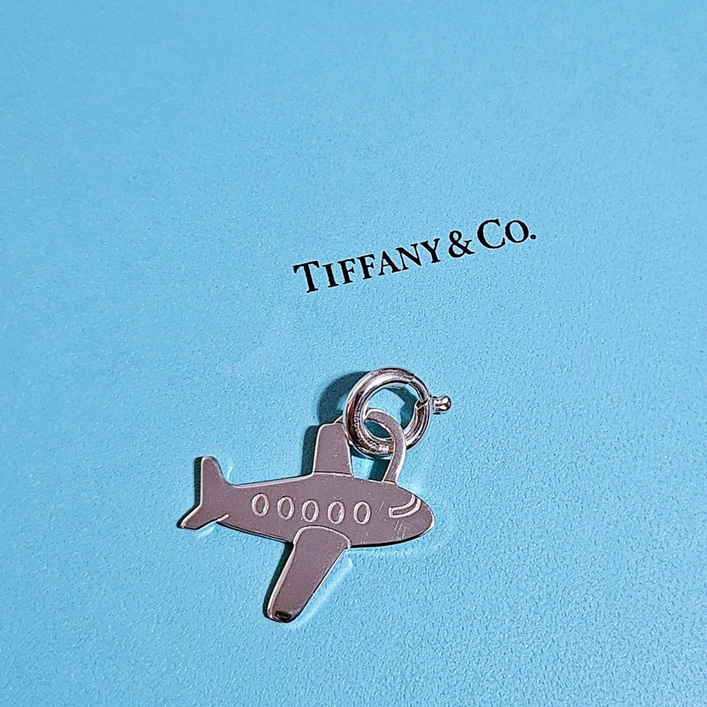 FLASH SALE 🩵 RARE Tiffany & Co. Large Airplane Flat SILVER Charm Pendant-image
