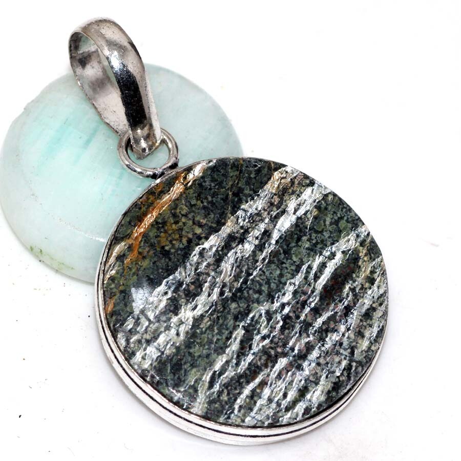 Swiss Green Opal  925 Silver Plated  Pendant  1.7