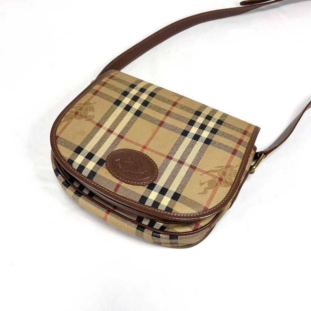 Burberry Shoulder Bag Nova Check Leather Brown Authentic F1007468