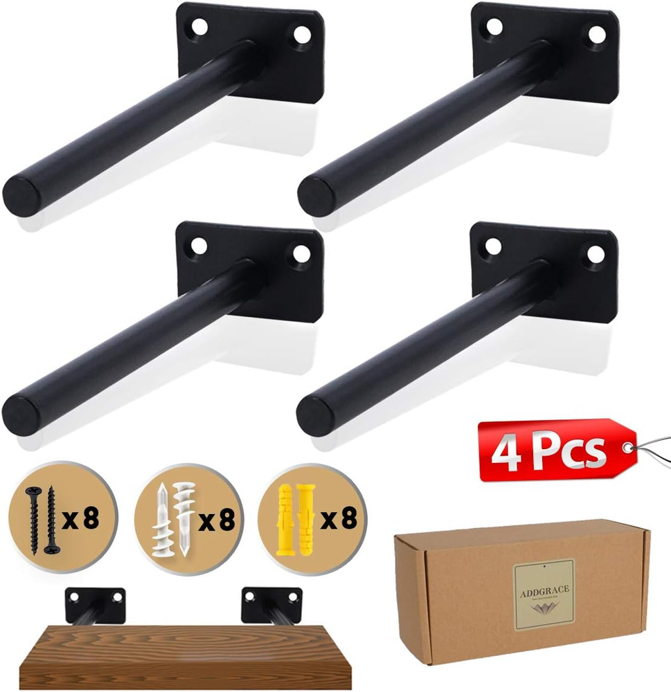Floating Shelf Brackets 6 Inch Metal Hidden Shelf Support for Wood Shelves with