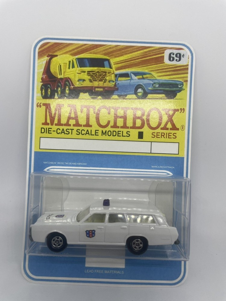Vintage Lesney Matchbox 55 Custom SF Mercury Police Car Station Wagon Blister Pk