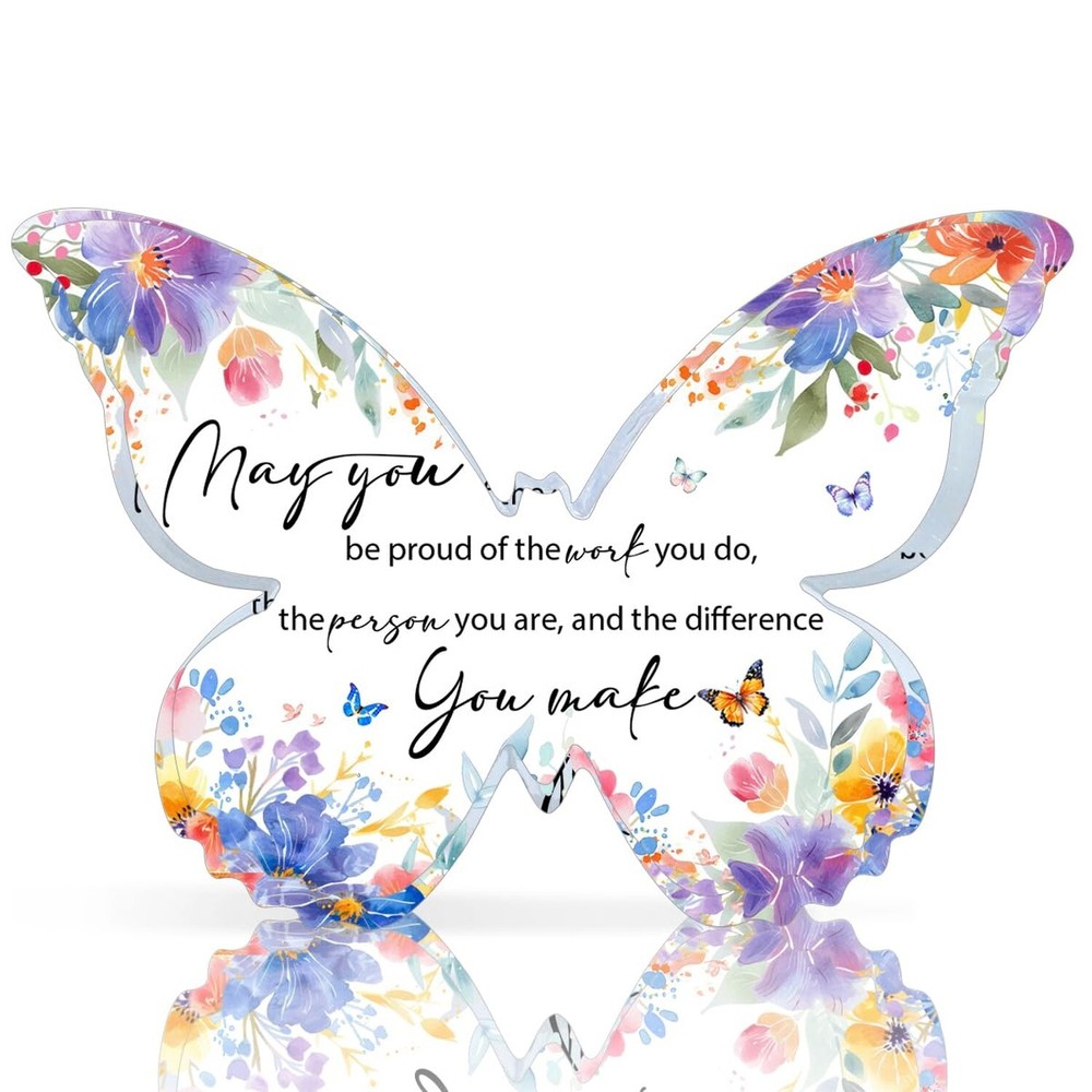 Thank You Gifts Plaque, Butterfly Gifts for Women, Office Desk Decoration Acc...