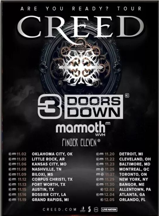 Creed 2024 Are You Ready Tour Poster.