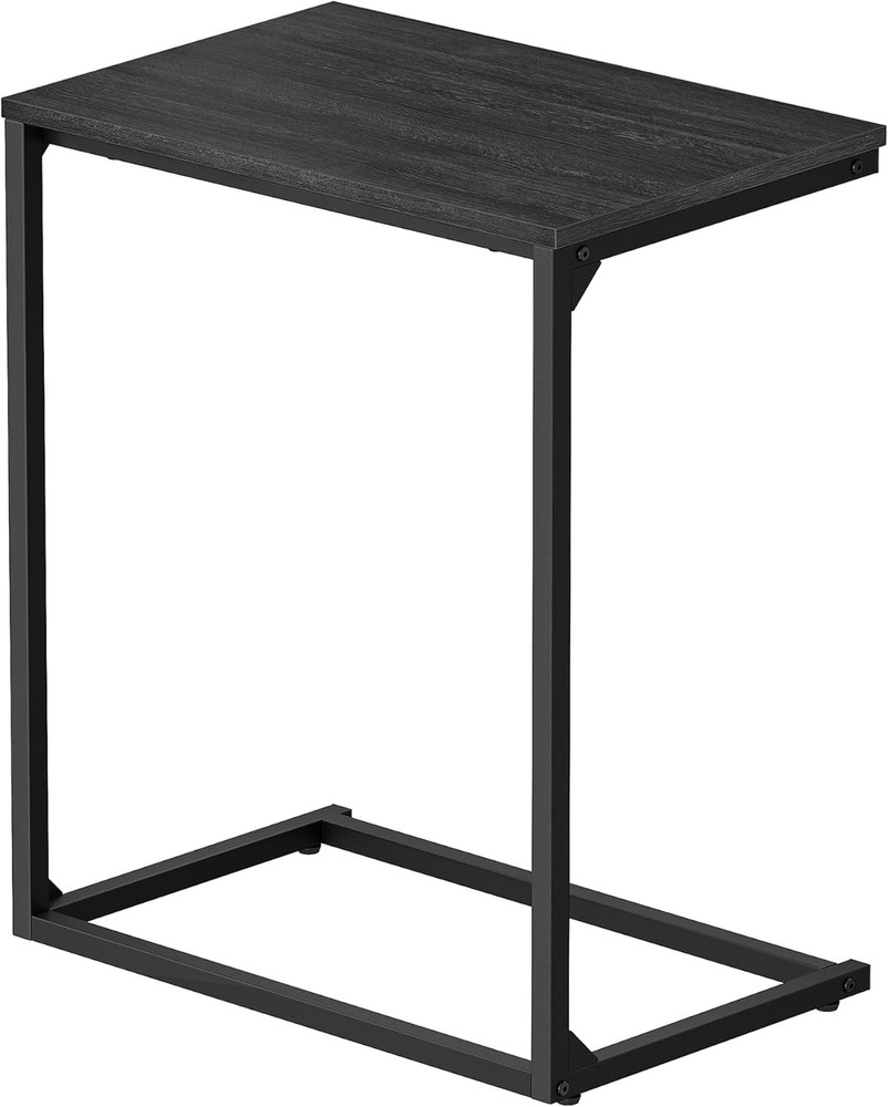 Industrial C-shaped side table for sofas, compact coffee table