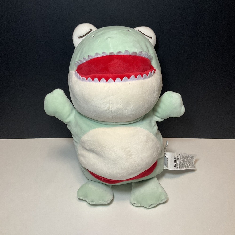 Miniso Frog Plush Green Eyes Closed Hand Puppet 12