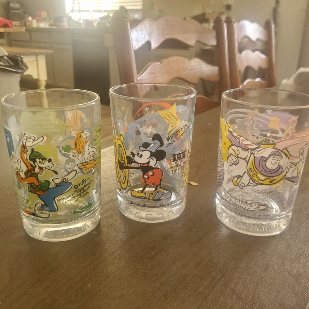 McDonalds Walt Disney World 100 Years of Magic Cups Glasses Collector Set of 3