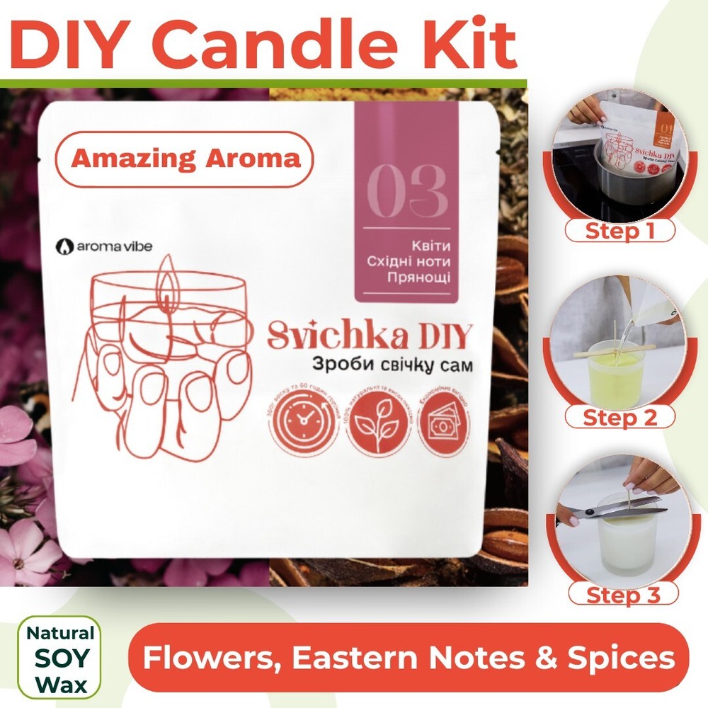 DIY Candle Making Kit. Flowers, Eastern Notes & Spices. Natural Soy Wax