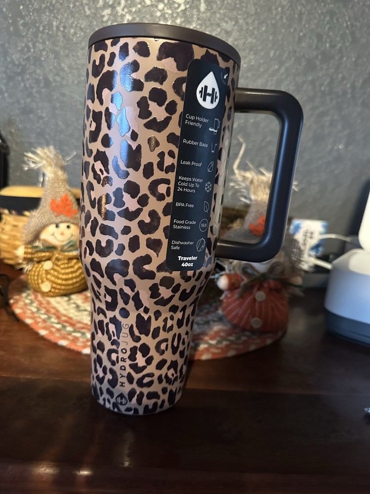 Hydrojug Savanna Cheetah Leopard Print Traveler Cup 40oz Fast Shipping