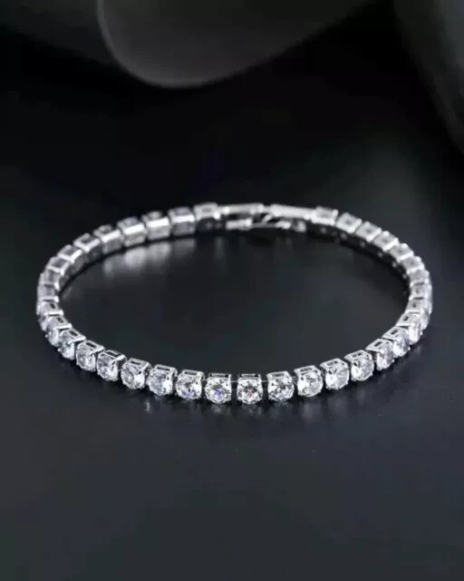 12Ct Lab-Created Diamond Tennis Bracelet for Women in 14K White Gold Plated 7 Inch