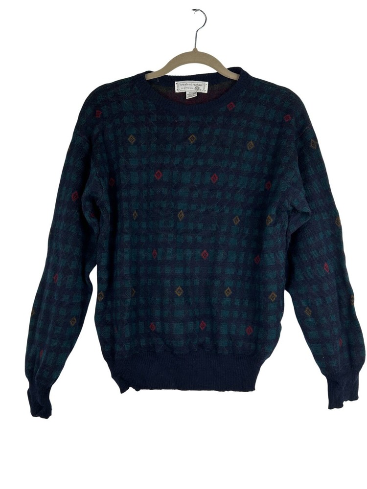 Vintage Tricots St Raphael Sweater Mens Small 100% Virgi Wool Crewneck Pullover