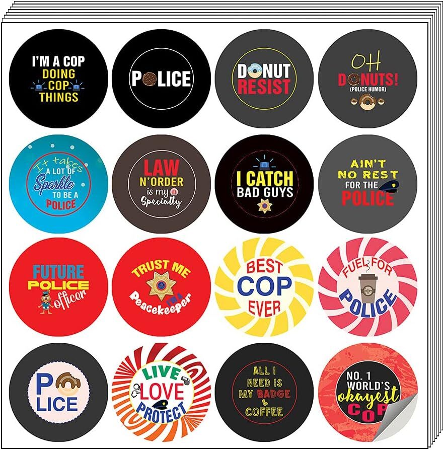 Police Stickers Bundle – 5 Sets with 16 Unique Designs  