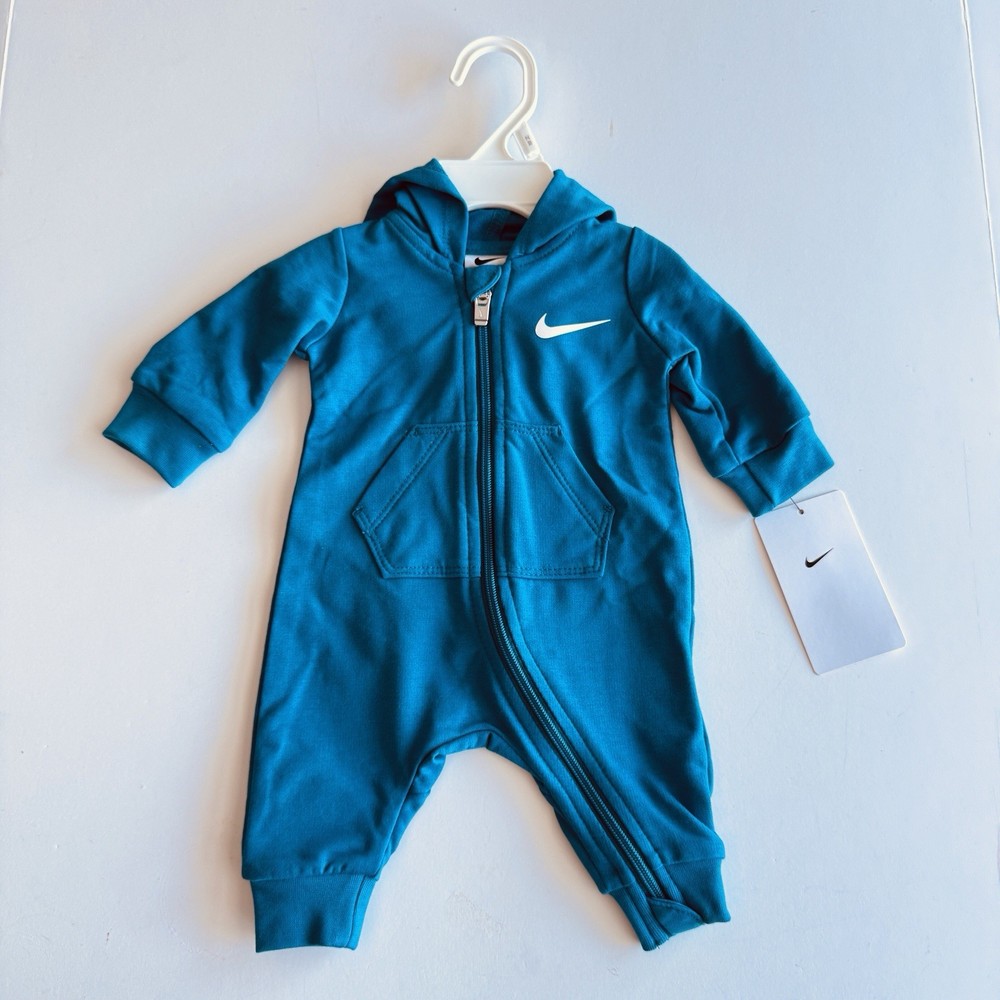 Nike Newborn Baby Boys Hooded Long Sleeve Coverall Turquoise Size Newborn NWT