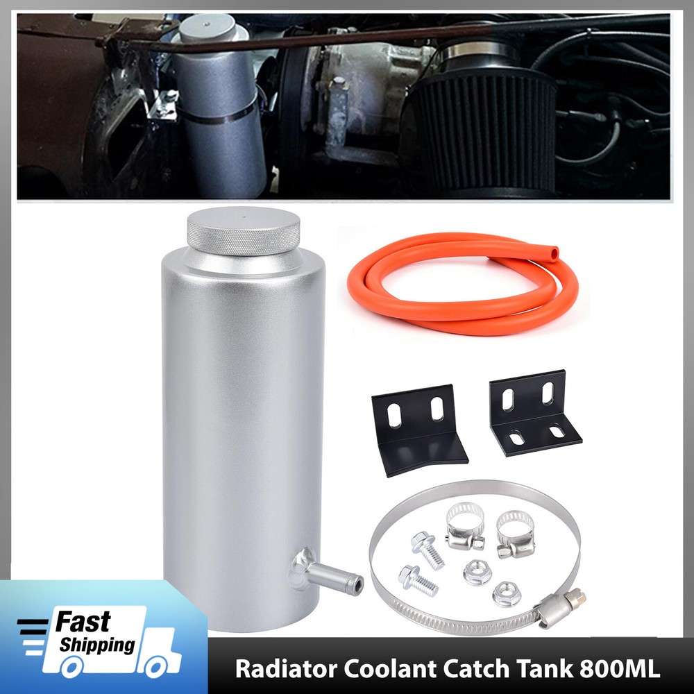800ML Universal Radiator Coolant Catch Tank Kit Overflow Reservoir Aluminum NEW