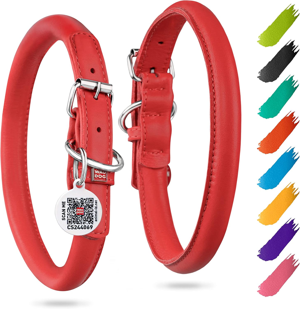 Ultra Soft Padded Rolled Leather Dog Collar for Small Medium Large Breeds